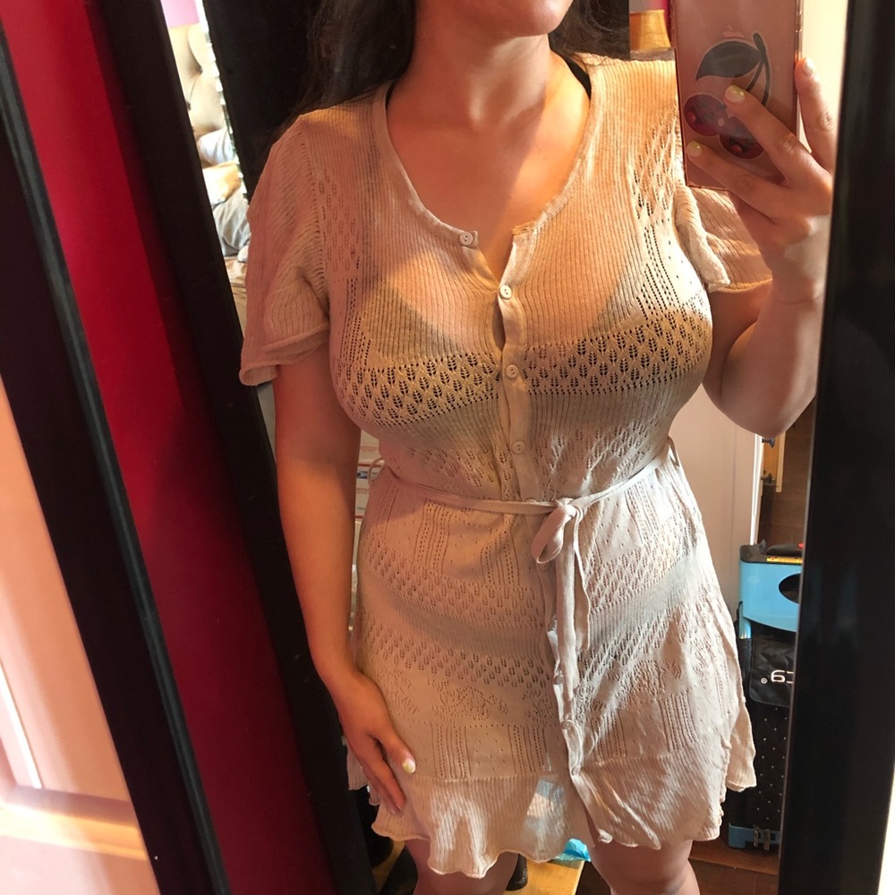 ❌SOLD❌Shushu Beige tan knit crotchet dress small